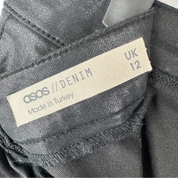 ASOS Coated Black Denim Mini Skirt | US Size 8 - Picture 7 of 8